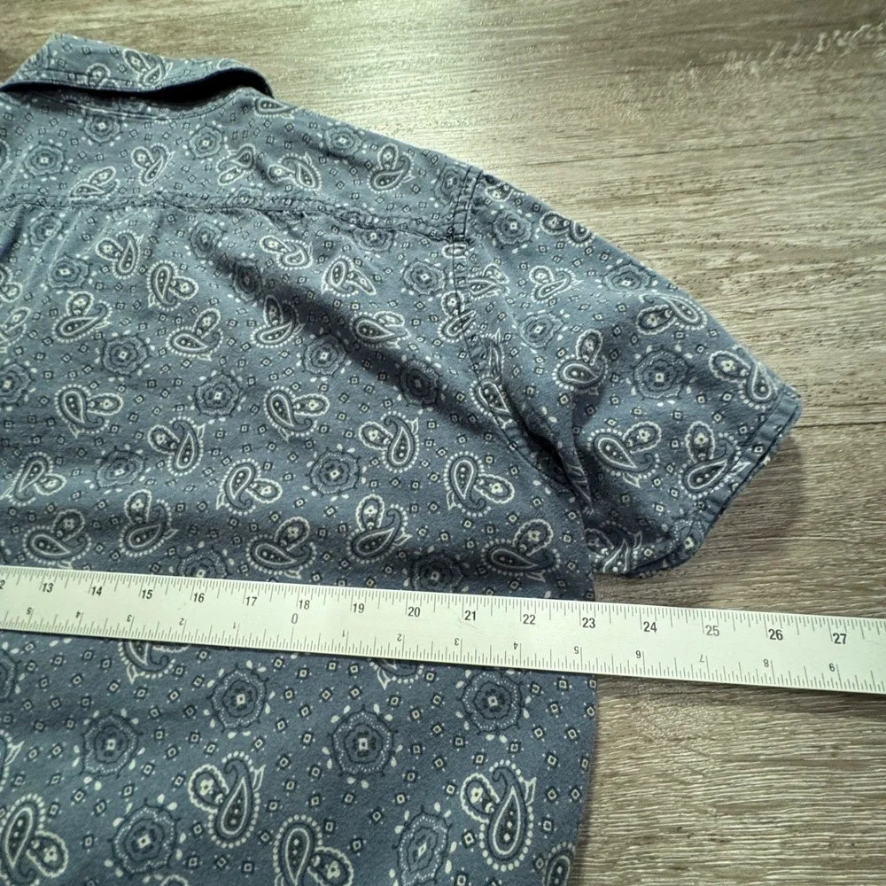 Banana Republic Shirt Mens L Blue Cotton Paisley Camden Fit Summer Casual Preppy